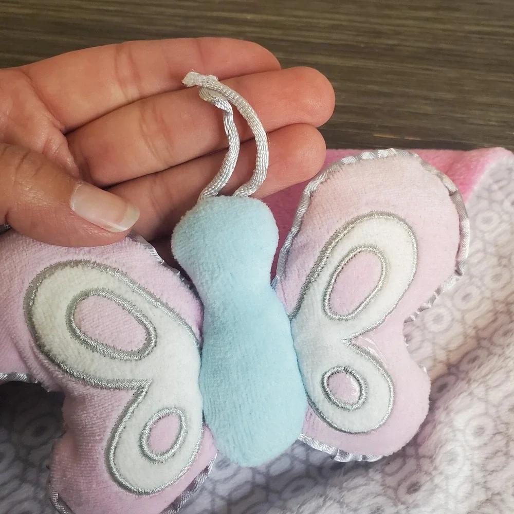 Babies R Us‎ Plush Butterfly Lovey Security Blanket Gray Geometric,  Pink Fleece